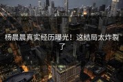 杨晨晨真实经历曝光！这结局太炸裂了