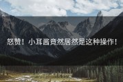 怒赞！小耳酱竟然居然是这种操作！