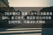 【独家爆料】当事人在今日凌晨遭遇猛料，羞涩难挡，蘑菇影视在线观看全网炸锅，内幕深扒大揭秘