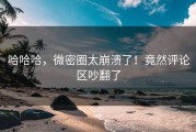 哈哈哈，微密圈太崩溃了！竟然评论区吵翻了