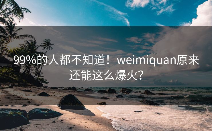 99%的人都不知道！weimiquan原来还能这么爆火？