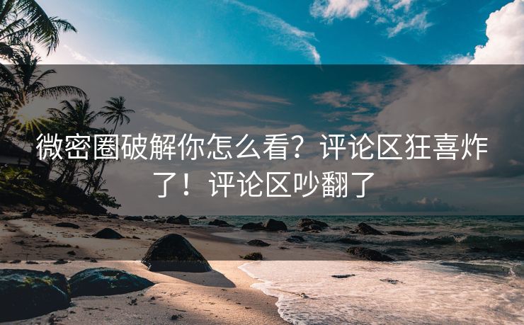 微密圈破解你怎么看？评论区狂喜炸了！评论区吵翻了