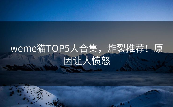 weme猫TOP5大合集，炸裂推荐！原因让人愤怒