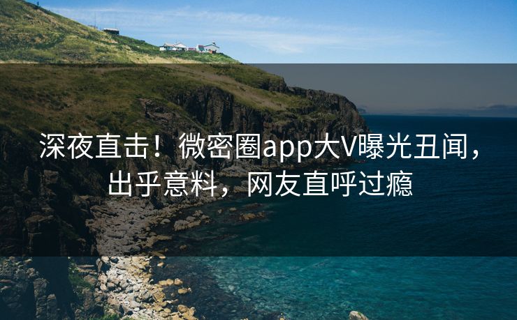 深夜直击！微密圈app大V曝光丑闻，出乎意料，网友直呼过瘾