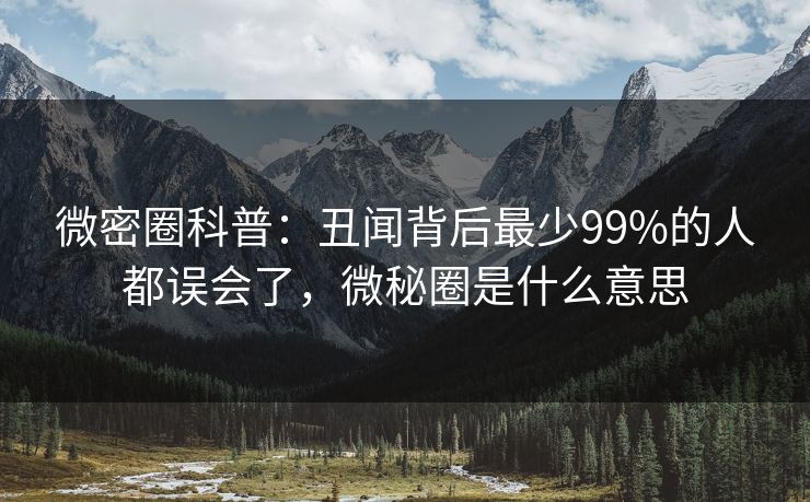 微密圈科普:丑闻背后最少99%的人都误会了,微秘圈是什么意思 微密圈科普:丑闻背后最少99%的人都误会了,微秘圈是什么意思