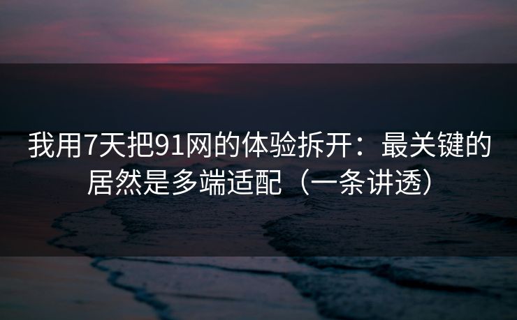 我用7天把91网的体验拆开:最关键的居然是多端适配(一条讲透) 我用7天把91网的体验拆开:最关键的居然是多端适配(一条讲透)