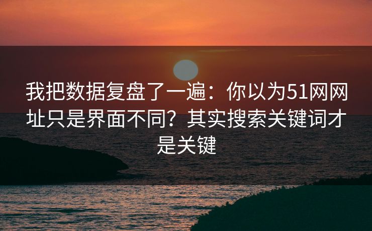 我把数据复盘了一遍:你以为51网网址只是界面不同?其实搜索关键词才是关键 我把数据复盘了一遍:你以为51网网址只是界面不同?其实搜索关键词才是关键