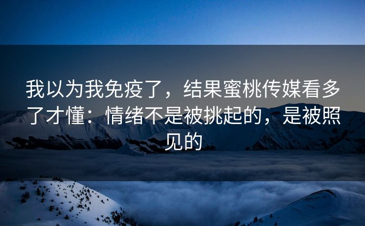 我以为我免疫了，结果蜜桃传媒看多了才懂：情绪不是被挑起的，是被照见的